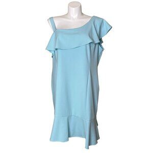 Julia Jordan One Strap Ruffle Shoulder Dress, Light Blue Women's Size 20W